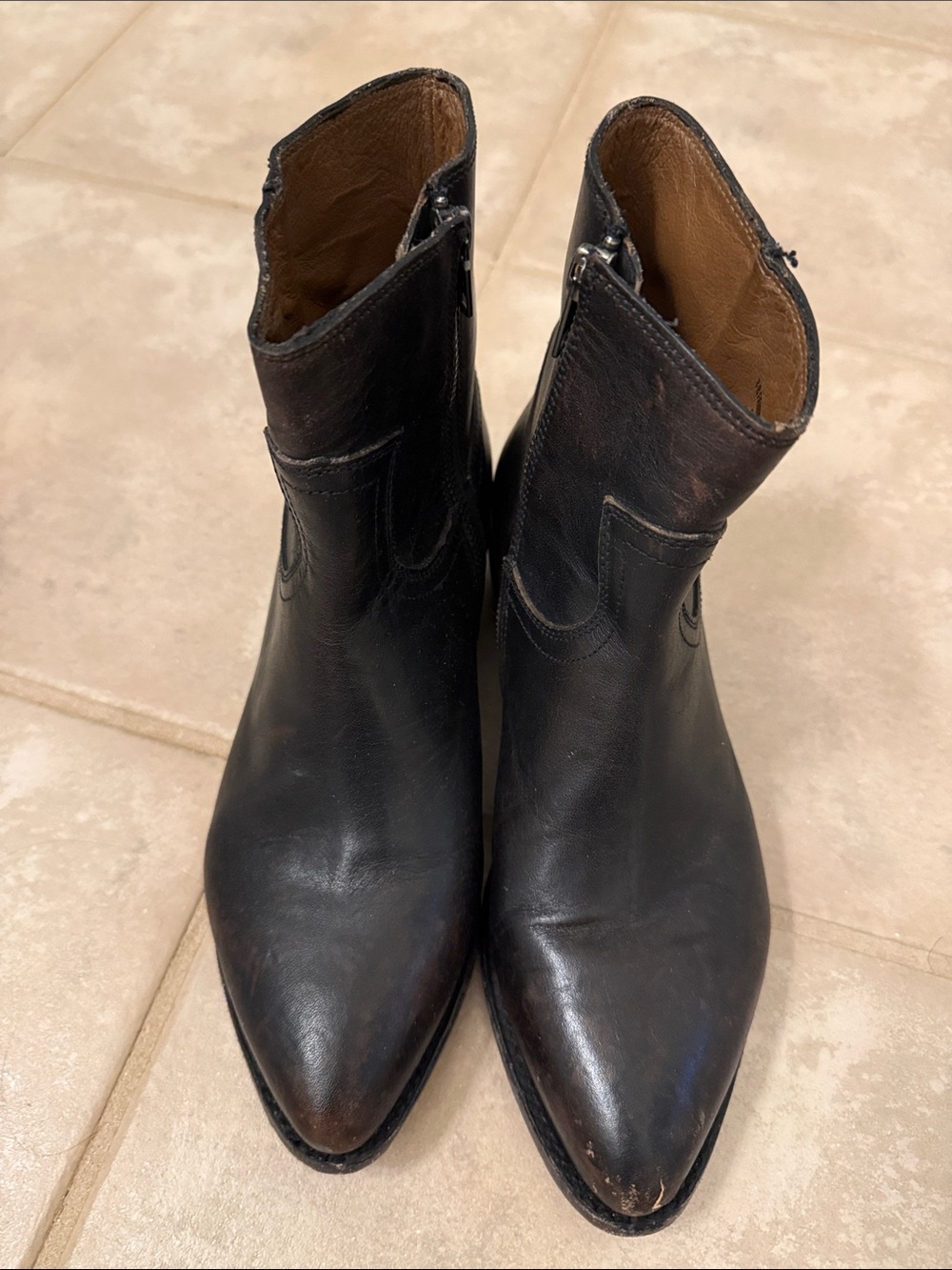 Women’s Frye Inside Zip Distressed Black Billy Short Boots
